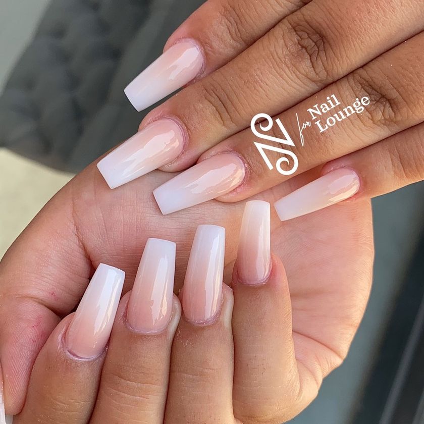 Soft pink to nude ombre nails
